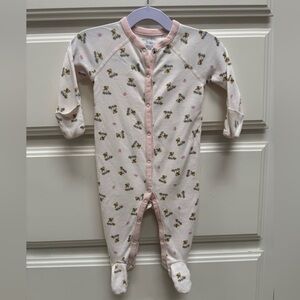 Ralph Lauren Teddy Bear Footie Pajamas 6M Pink Trim